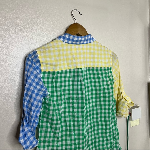 Vineyard Vines Multicolor Gingham Shirt 2 Popover Green Yellow Blue Coastal - Picture 6 of 11